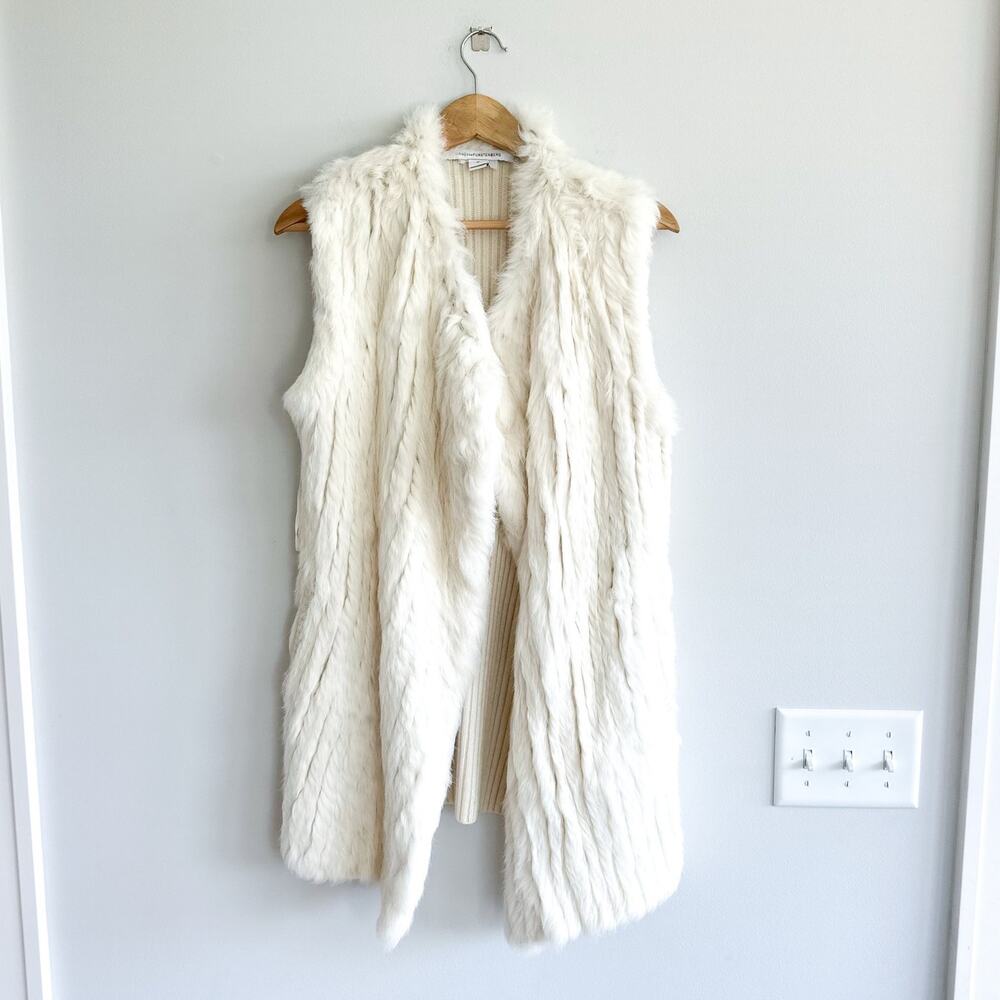 Diane Von Furstenberg Denver Rabbit Fur Cashmere Blend Sweater Vest M